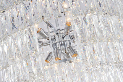 32" Chrome Metal 7-Tier Chandelier With Clear CrystalsBy Design Living
