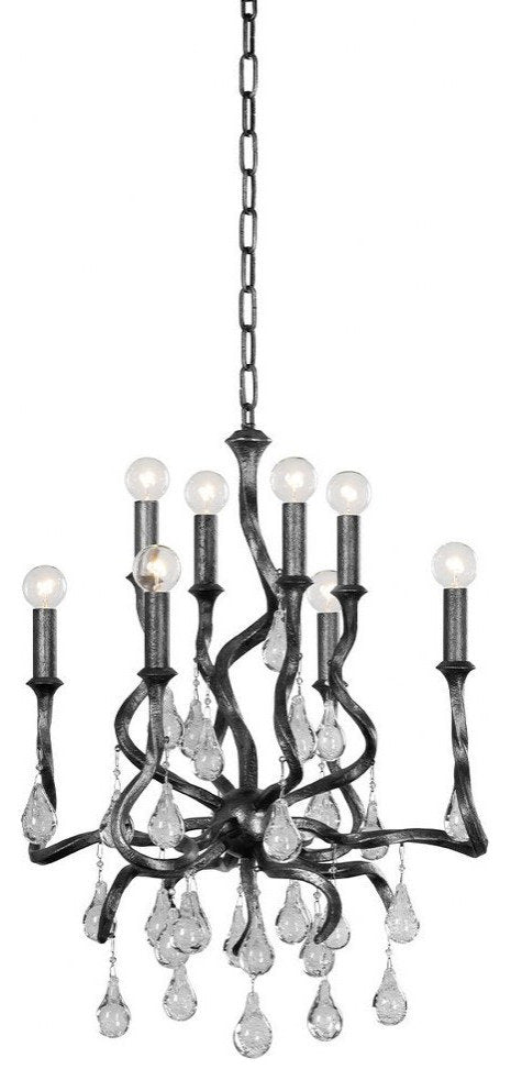 8 Light Chandelier-27.25 Inches Tall and 22 Inches Wide-Black Silver LeafBy Bailey Street Home