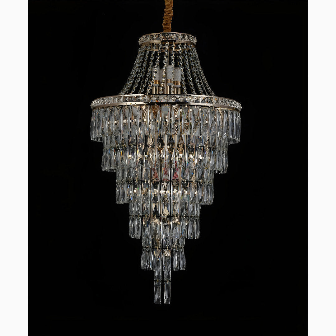 La Croix-sur-Roudoule | Duplex Spiral Crystal Stairway Chandelier, Dia31.5"By Miron Demid LLC