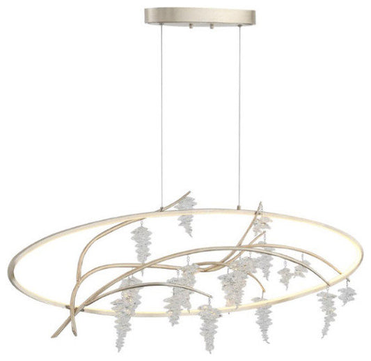 Orchard 1 Light Chandelier, Sliver Leaf with Antique Gold and CrystalBy ZEEV LIGHTING