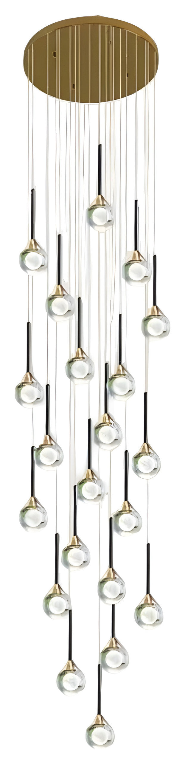 Peillon | Gold Crystal Raindrop Glass Ball Chandelier, 21 Heads, Cool LightBy Miron Demid LLC