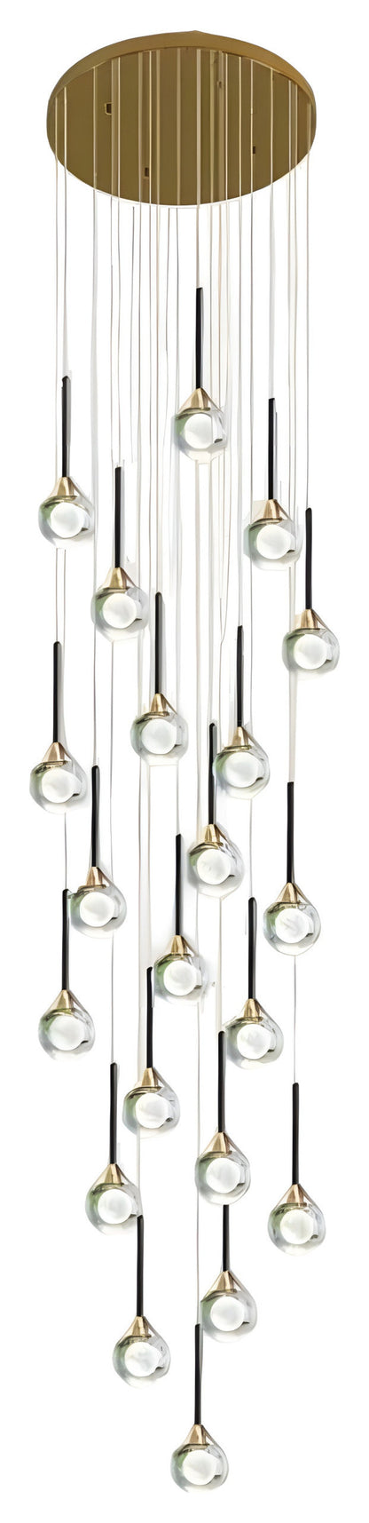 Peillon | Gold Crystal Raindrop Glass Ball Chandelier, 21 Heads, Cool LightBy Miron Demid LLC