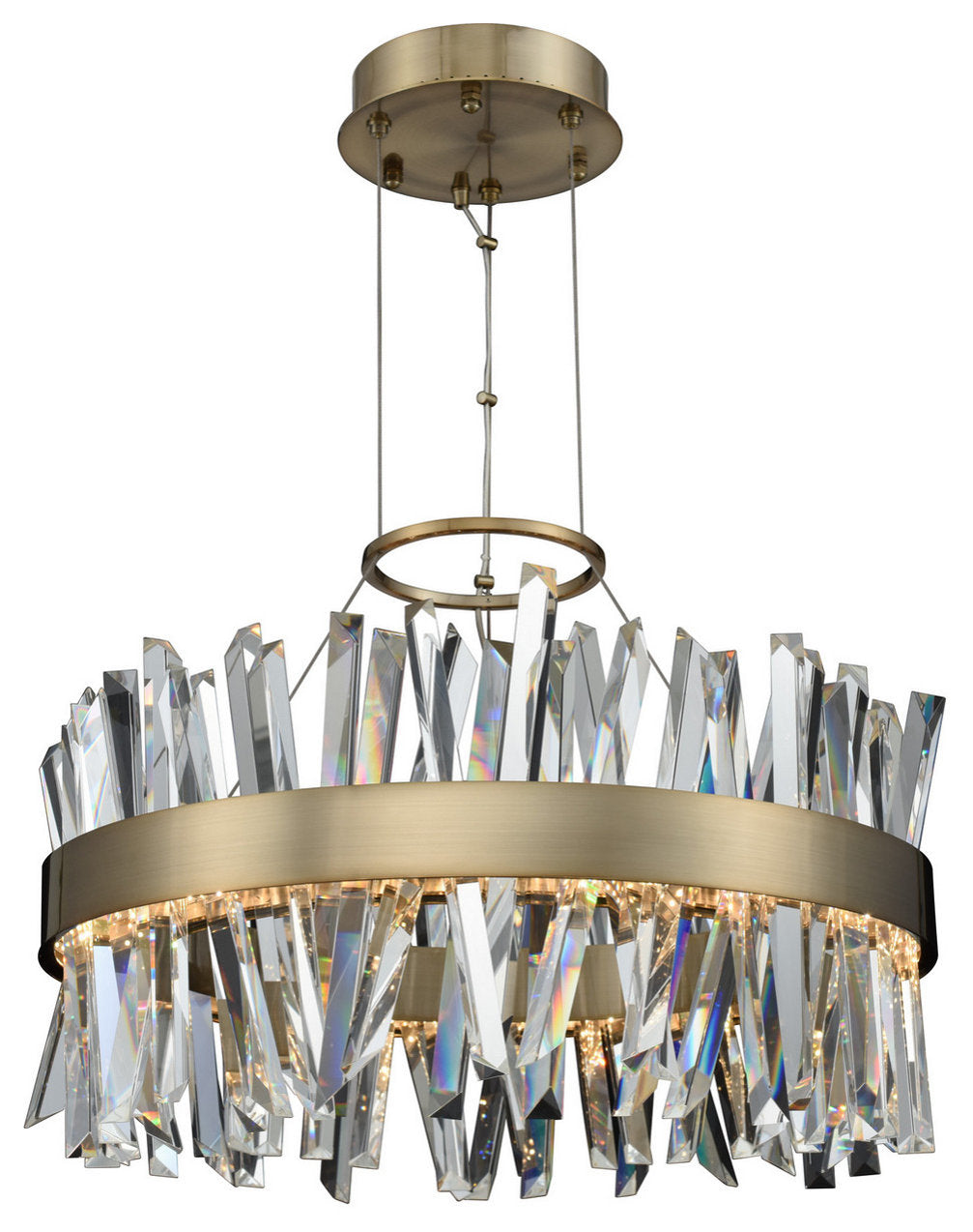 Allegri 030254038 LED Pendant Glacier Brushed Champagne GoldBy Allegri Crystal by Kalco Lighting