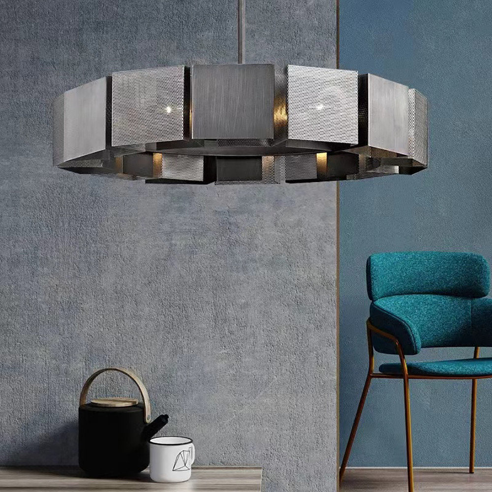 Stainless Steel Industrial Modern Ring Chandelier, Diameter 40"By MORSALE