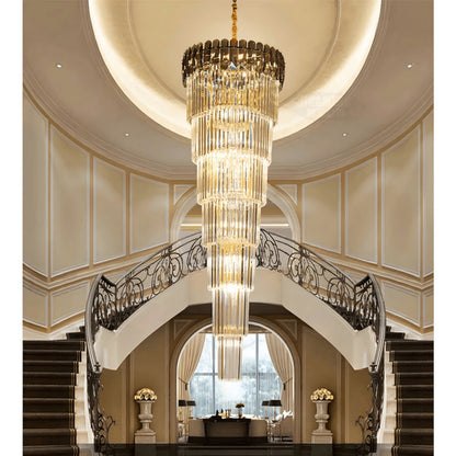 Belvedere | Royal Long Crystal Chandelier For Staircase, Smoke Grey Crystal, Dia15.7xh51.2" / Dia40xh130cm, Warm LightBy Miron Demid LLC