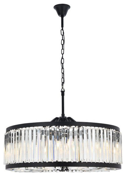 Elegant Lighting 1203D35/RC Chelsea 10 Light 36"W Crystal Drum - PolishedBy Elegant Furniture & Lighting