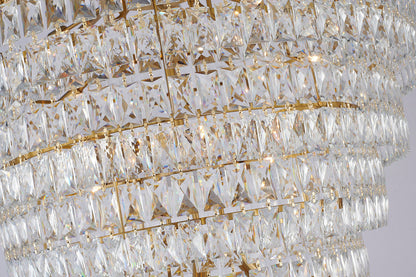 42" 32-Light Gold Metal 9-Tier Chandelier With Clear CrystalsBy Design Living