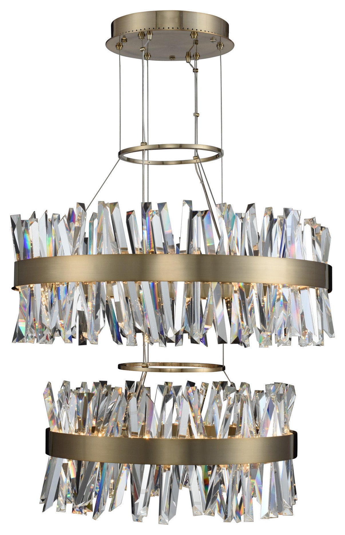 Allegri 030256 Glacier 4 Light 32"W LED Ring Chandelier - Brushed ChampagneBy Allegri Crystal by Kalco Lighting