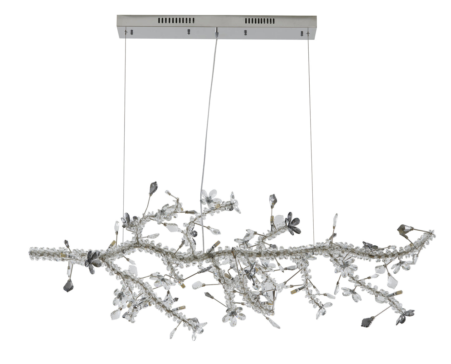 Smoke and Clear Crystal Branch Light Fixture With Clear Beaded Crystal BranchesBy Design Living