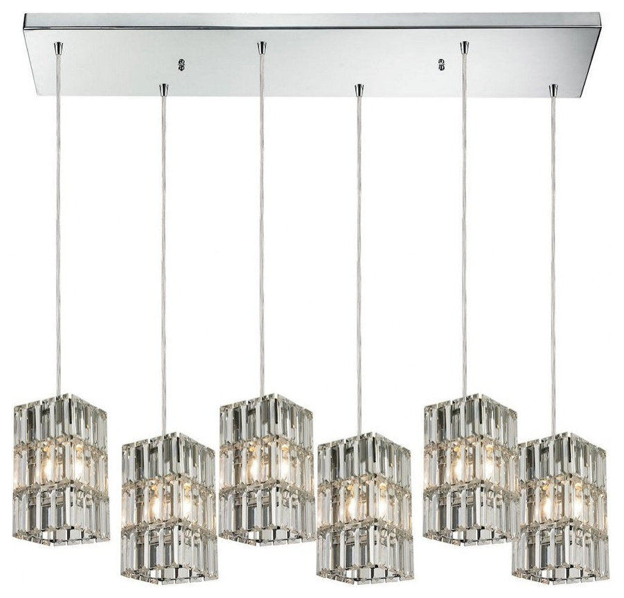 Modern Contemporary Luxe Six Light Chandelier in Polished Chrome FinishBy Bailey Street Home