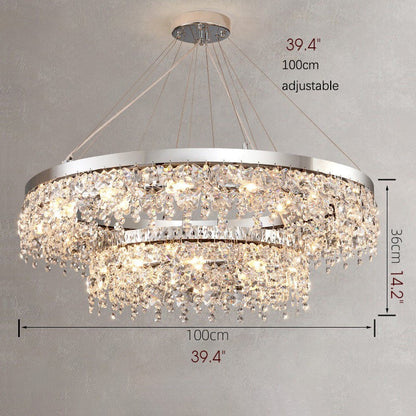 Modern Chrome Crystal LED Chandelier for Dining Room, Kitchen, Dia31.4xh14.1+39.4", 2 Rings, Cool LightBy Miron Demid LLC