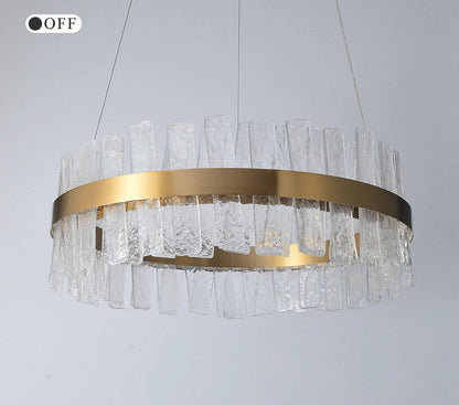 Kortrijk | Round Gold Glass Led Chandelier for Bedroom, Medium - Dia23.6" / 60cmBy Miron Demid LLC