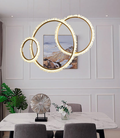 MIRODEMI? Aarau | Crystal Pendant Light in the Shape of Rings, Dia15.7+23.6+31.5", Remote DimmingBy Miron Demid LLC