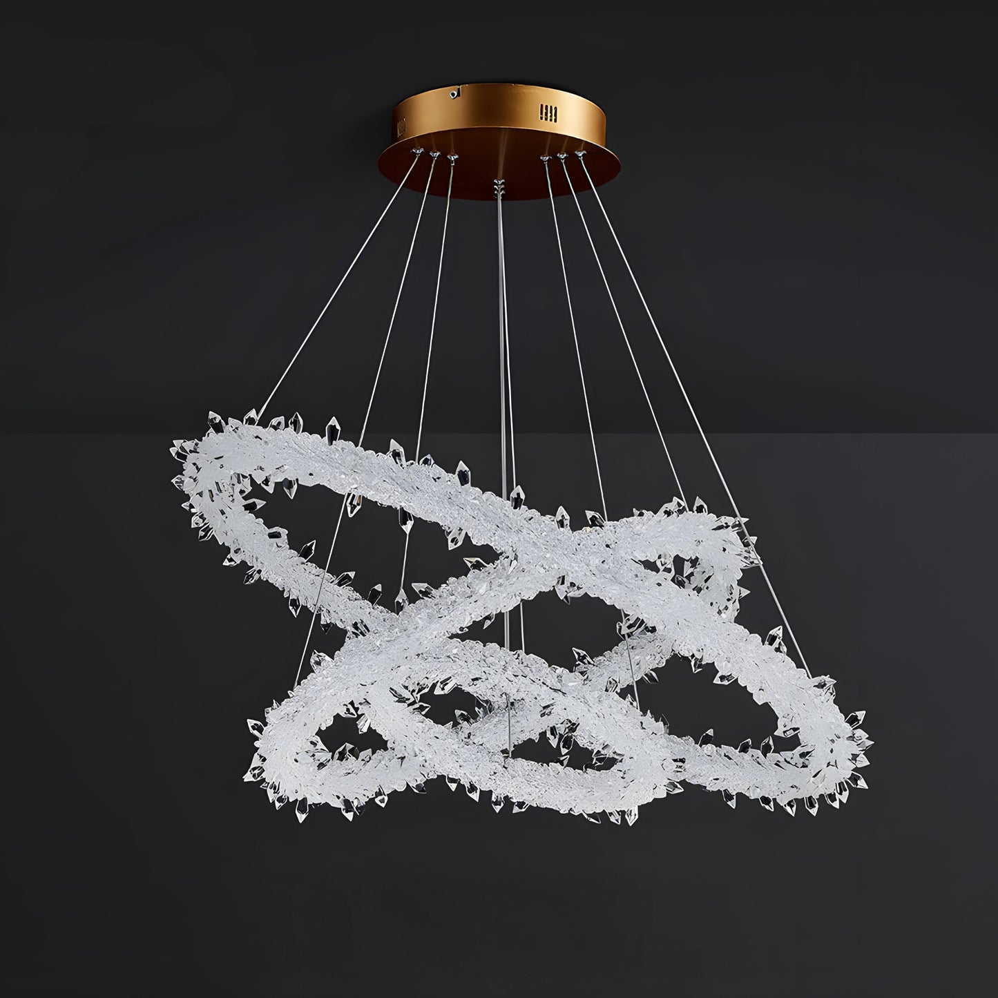 Andenne | Modern Ring Crystal Chandelier for Living Room, 3 Rings CrossBy Miron Demid LLC