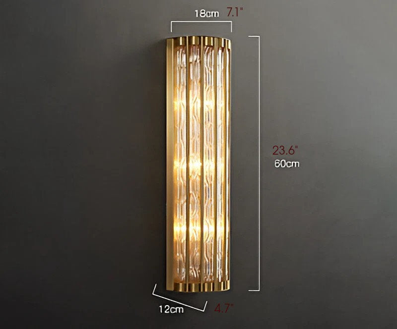 Luxury Golden Crystal Wall Lamp, L7.1xw4.7xh23.6", Cool LightBy Miron Demid LLC