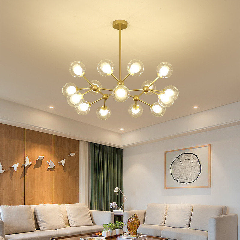 Cabiate | Glass Globe Shaped Chandelier for Bedroom, 15 Lights, Cool LightBy Miron Demid LLC