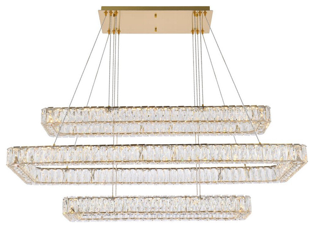 Elegant Lighting 3504G50L3 Monroe 50"W LED Crystal Linear - GoldBy Elegant Furniture & Lighting