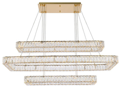 Elegant Lighting 3504G50L3 Monroe 50"W LED Crystal Linear - GoldBy Elegant Furniture & Lighting