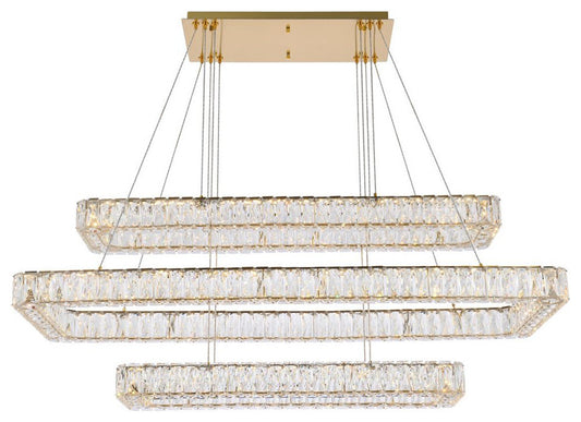 Elegant Lighting 3504G50L3 Monroe 50"W LED Crystal Linear - GoldBy Elegant Furniture & Lighting