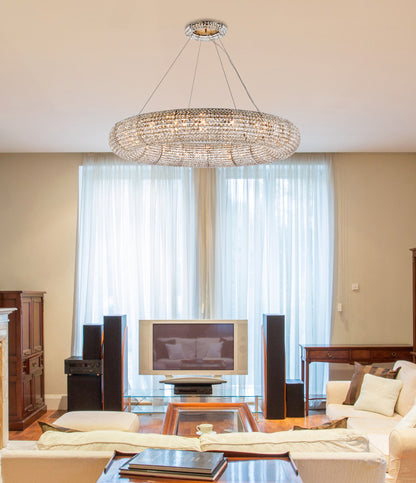 Elegant Lighting 2114G52/RC Paris 20 Light 52"W Crystal Ring - ChromeBy Elegant Furniture & Lighting