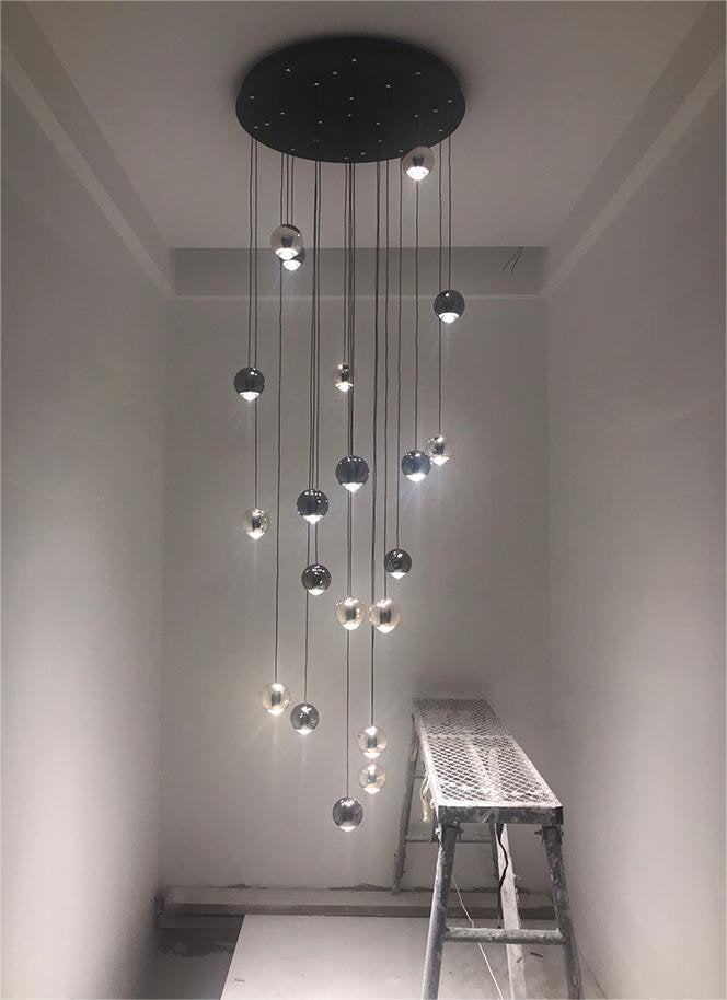 MIRODEMI? Laigueglia | Crystal LED Chandelier with Hanging Balls, Black + Gold, 24 Lights, Warm Light, DimmableBy Miron Demid LLC