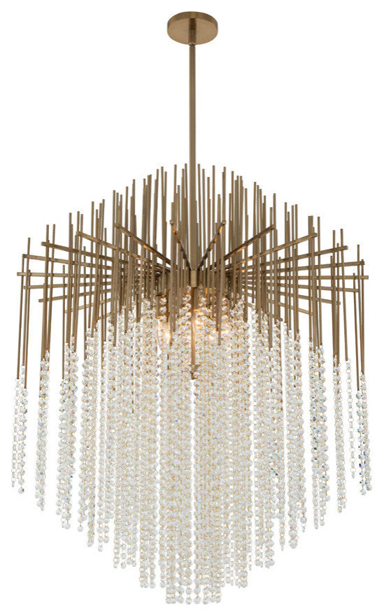 Estrella 32x44" 8 Light Large Pendant, Brushed Champagne GoldBy Allegri Crystal by Kalco Lighting