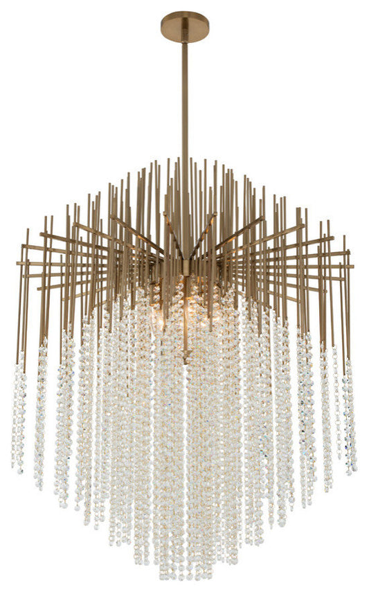 Estrella 32x44" 8 Light Large Pendant, Brushed Champagne GoldBy Allegri Crystal by Kalco Lighting