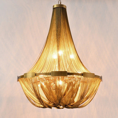 La Louviere | Silver Chain Chandelier for Living Room, 35,4"By Miron Demid LLC