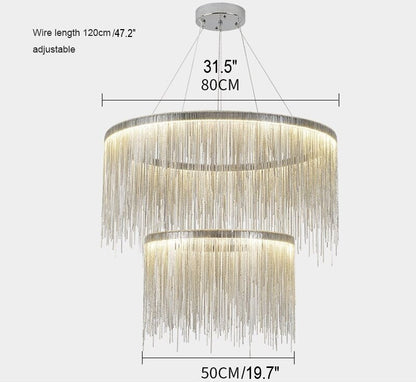 Zagarolo | Luxury Postmodern Round Silver Chandelier for Bedroom, Doubleround31.5"By Miron Demid LLC