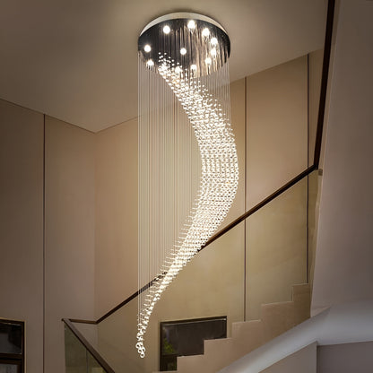 La Turbie | Duplex Spiral Moon Staircase Crystal Chandelier, 31.5"By Miron Demid LLC