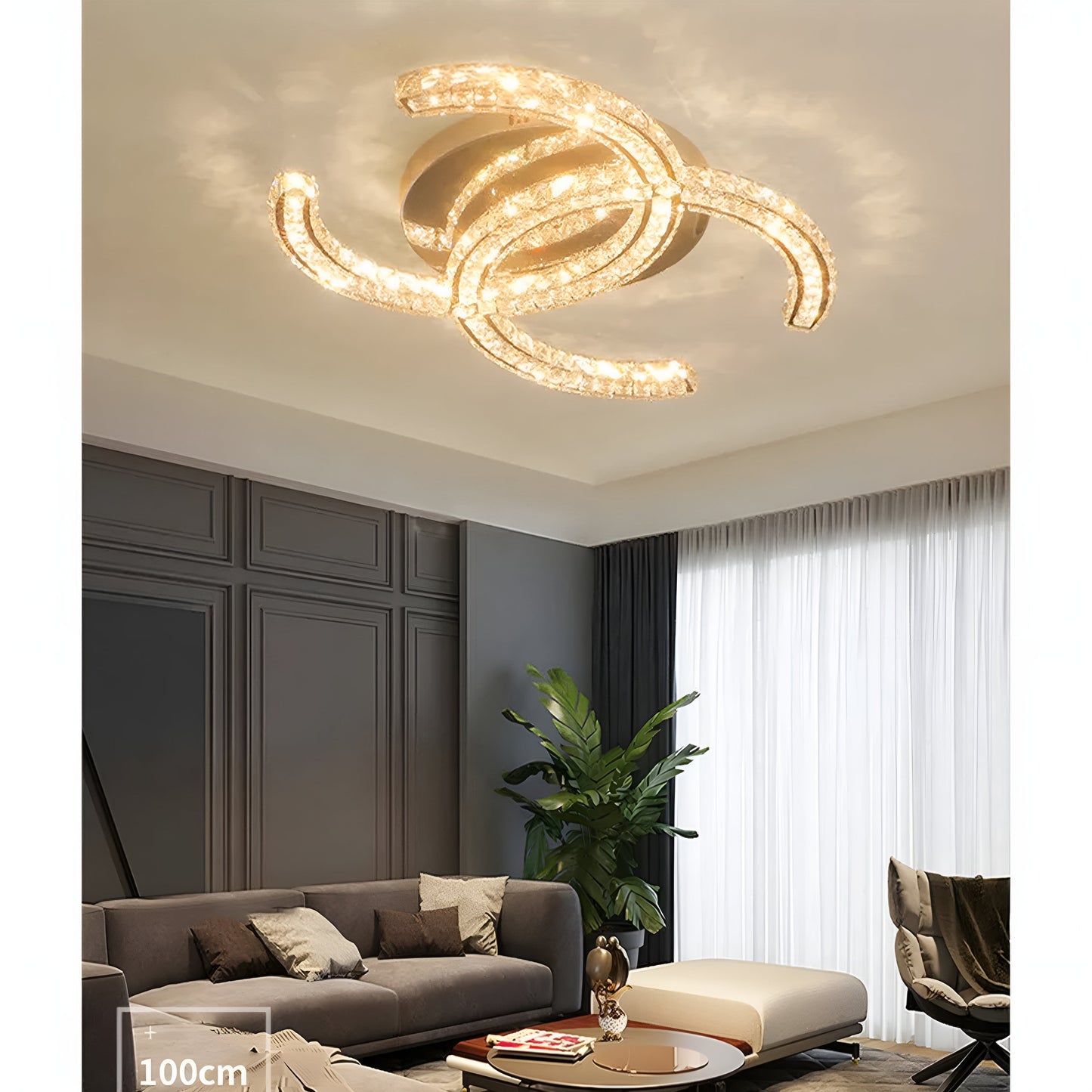 Aicurzio | Fashionable Luxury Crystal Gold Chandelier, 59.1x39.4'By Miron Demid LLC