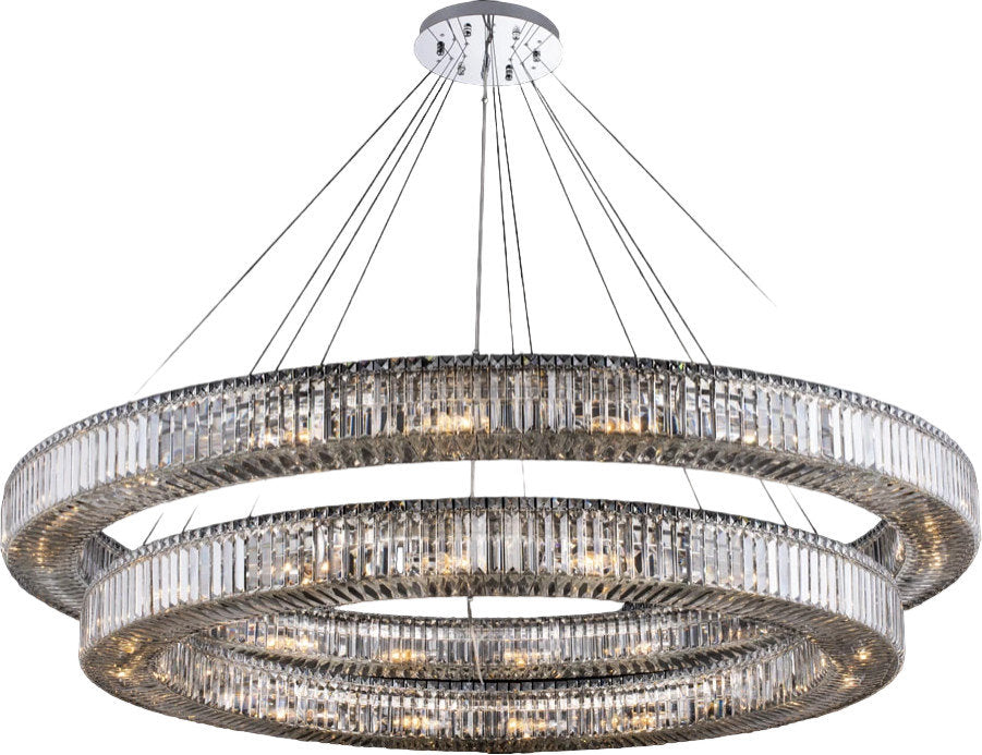 Rondelle 2 Tier Pendant, Polished Chrome, 38By KALCO LIGHTING