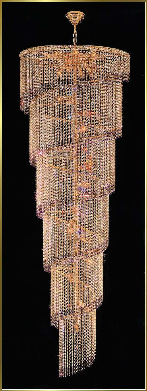 Entryway/ foyer large spiral crystal chandelier in gold plated finish