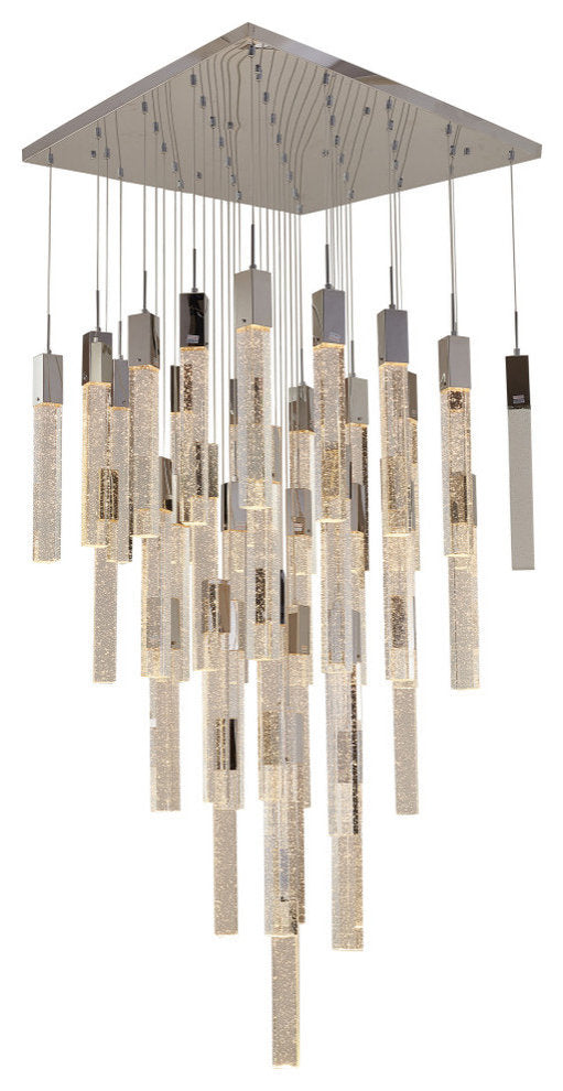 Crystal Cascade Multi-Light Pendant, ChromeBy Design Living