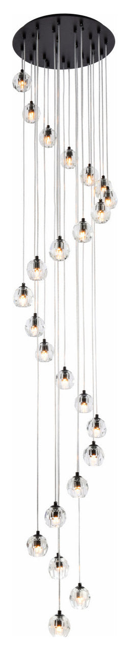 Eren 24-Light Pendant, Black With Clear Royal Cut Crystal, 18.5"By Elegant Furniture & Lighting