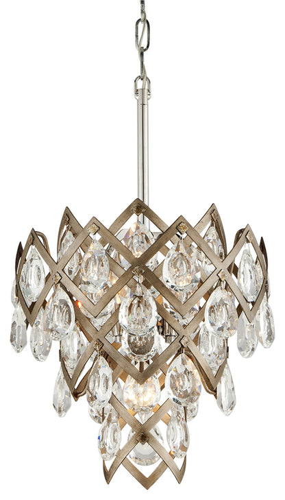 Tiara 3-Light Pendant, Small, Vienna Bronze, Clear Crystal DropsBy Corbett Lighting