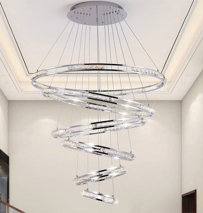 Verbania | Luxury Cascade Crystal Rings LED Chandelier, 33.5*27.6*21.7*15.8*9.8''By Miron Demid LLC