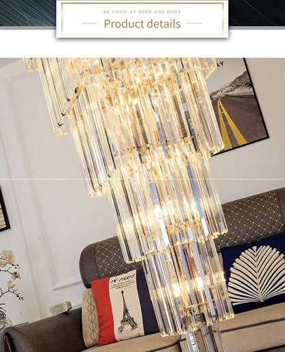 Beuil | High-end Villa Staircase Square Crystal Chandelier, Smoke Gray, H70.9"By Miron Demid LLC