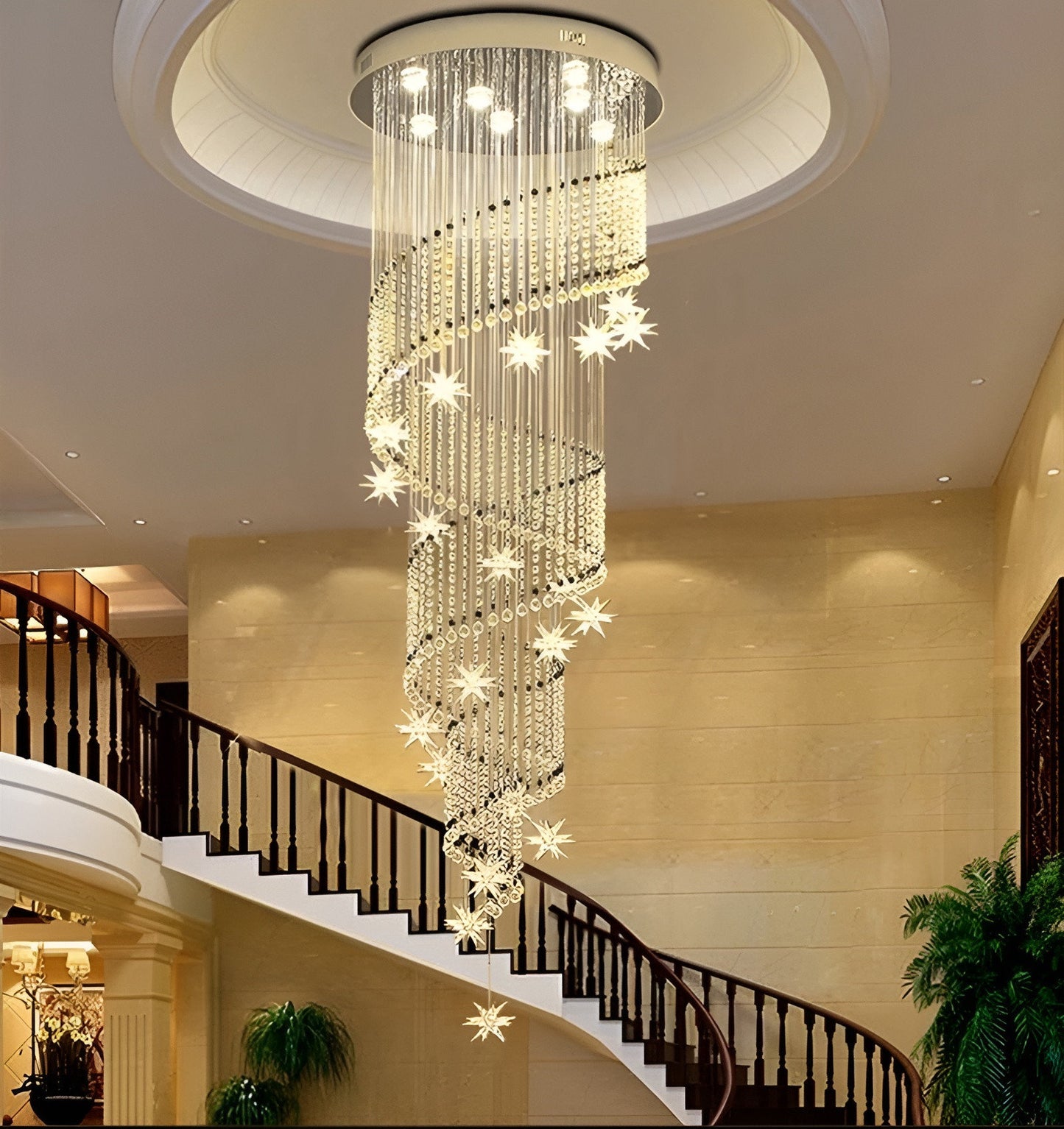 Revest-les-Roches | Meteor Star Crystal Spiral Ceiling Chandelier, 31.5"By Miron Demid LLC