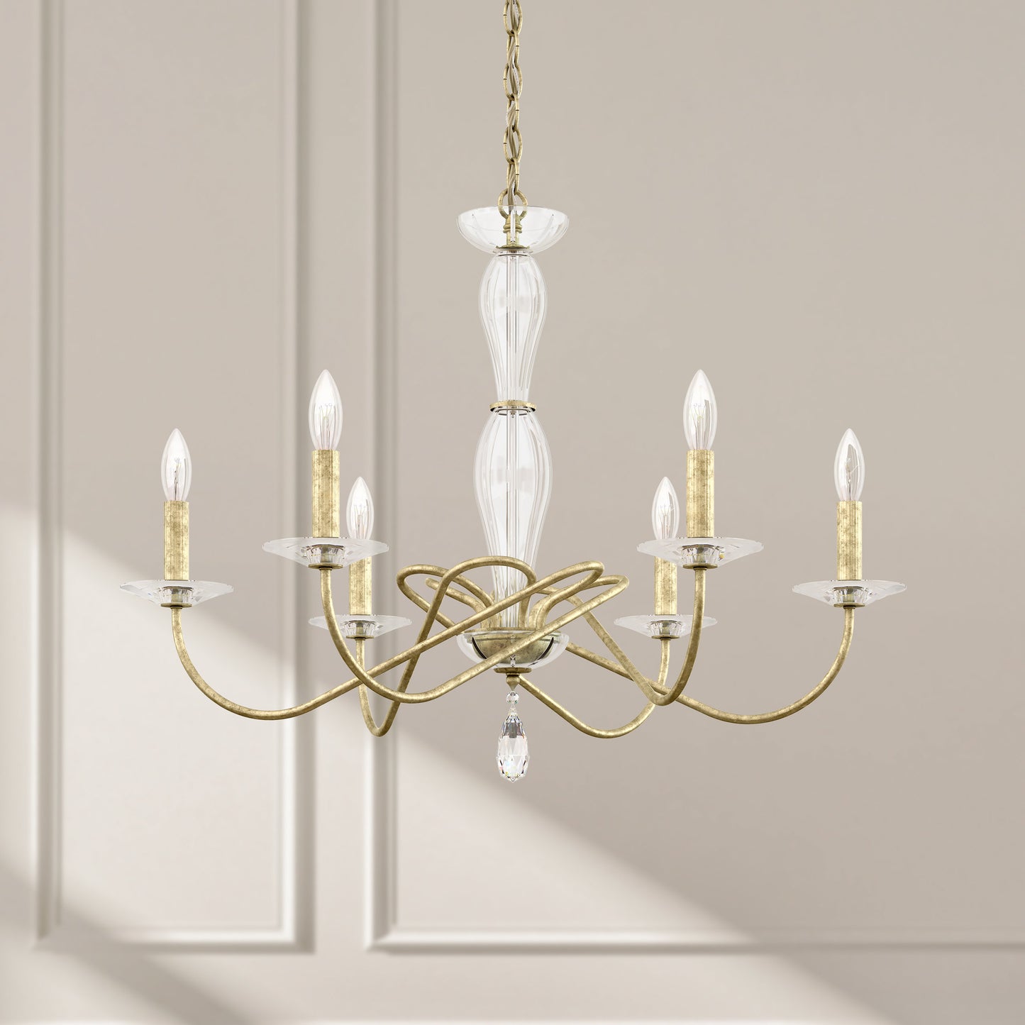 Schonbek Vx1006N-44H 6 Light Crystal Chandelier, Heirloom SilverBy Schonbek