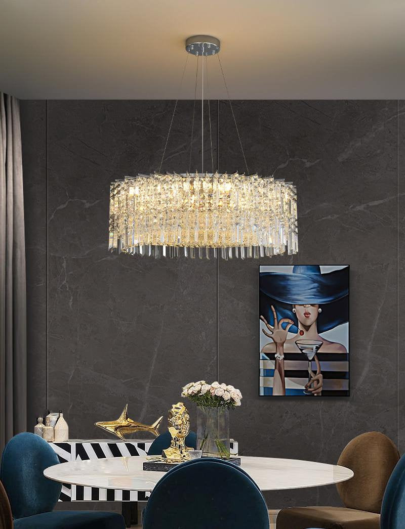 Ischia di Castro | Modern Luxury Drum Crystal LED Chandelier in Creative Design, Gold, Dia39.4xh11.0", Cool Light, DimmableBy Miron Demid LLC