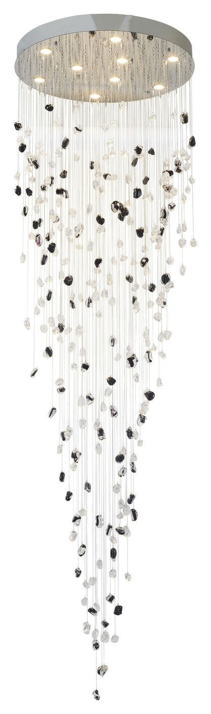 9-Light Chrome Chandelier With Amber And Clear Glass StonesBy Design Living