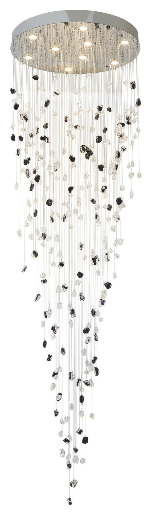 9-Light Chrome Chandelier With Amber And Clear Glass StonesBy Design Living