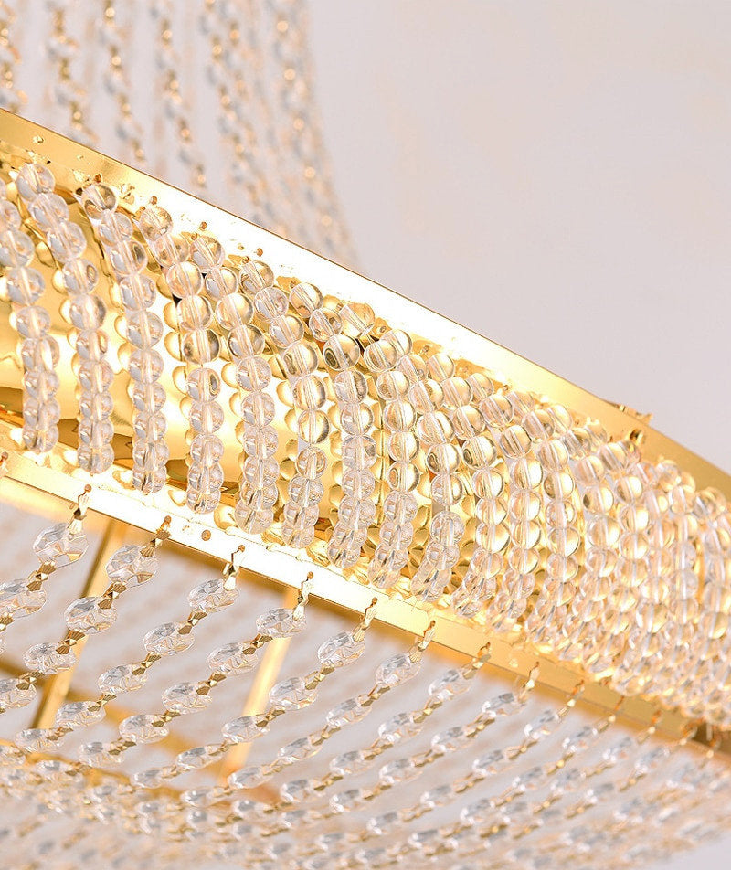 Peille | Three-tier Luxury Hanging Gold Crystal Chandelier, 39.4''By Miron Demid LLC