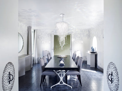 Chantant 6-Light Pendant in Stainless Steel With Clear Heritage CrystalBy Schonbek
