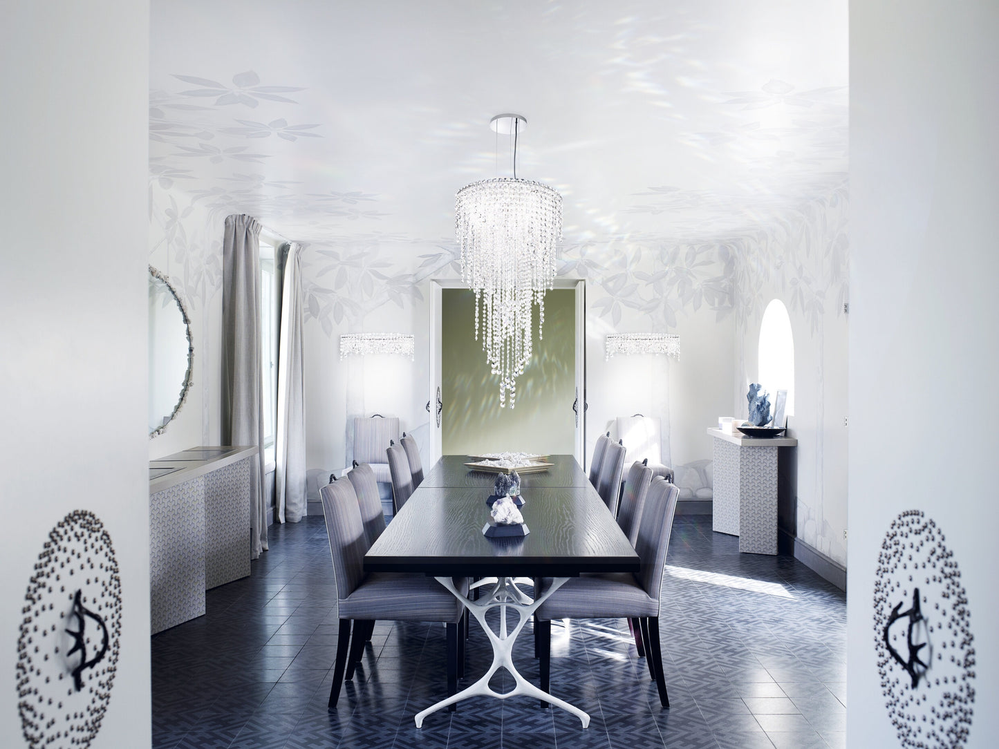 Chantant 6-Light Pendant in Stainless Steel With Clear Heritage CrystalBy Schonbek