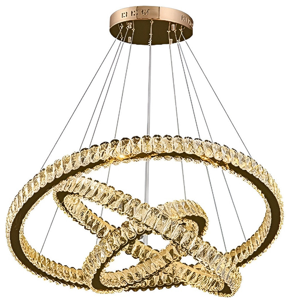 Hinwil | Ring Design Gold/Chrome Crystal Chandelier for Living Room, 39.4*31.5*23.6*15.8"By Miron Demid LLC