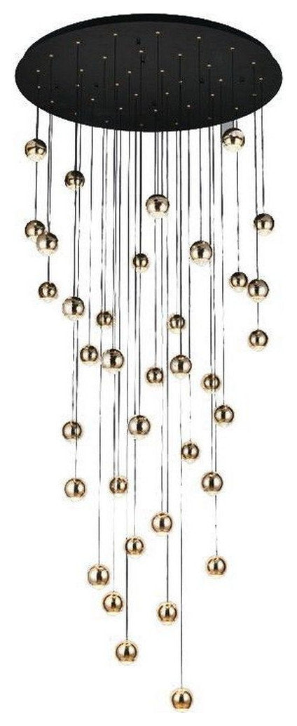 MIRODEMI? Laigueglia | Crystal LED Chandelier with Hanging Balls, Gold, 36 Lights, Warm Light, Non-DimmableBy Miron Demid LLC