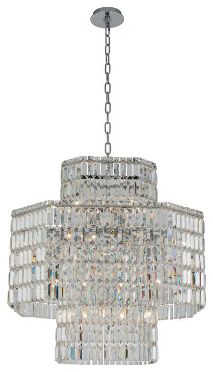 Livelli 33x32" 16 Light Large Pendant, Polished ChromeBy Allegri Crystal by Kalco Lighting