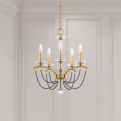 Priscilla 18x22" 5 Light Chandelier, Heirloom Gold, In Dark Gray PearlBy Schonbek